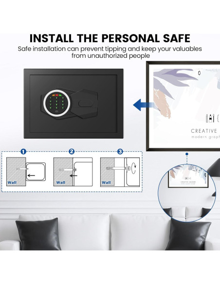 Caja Fuerte Digital GUVELI 0.4 Pies con Alarma y Teclado