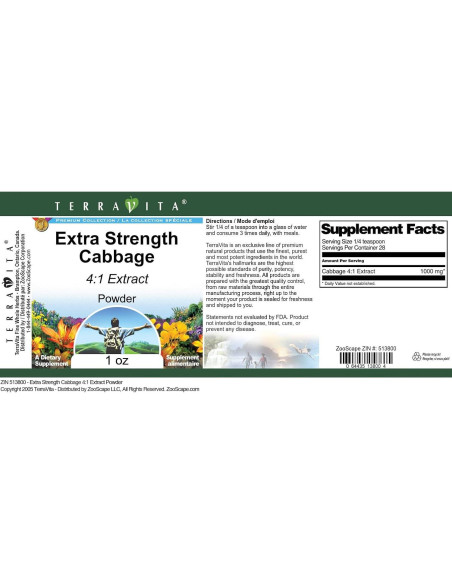 Extracto en polvo de repollo TerraVita 28.35 g - Uso medicinal