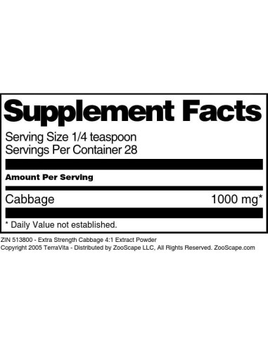 Extracto en polvo de repollo TerraVita 28.35 g - Uso medicinal