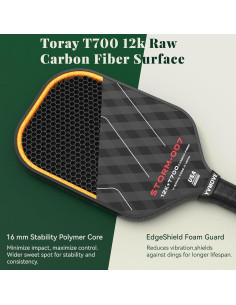 Paleta de Pickleball YVmove STORM 007 Fibra de Carbono 42cm 2
