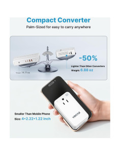 Convertidor de Voltaje VINTAR 220V a 110V 200W para Viajes 2