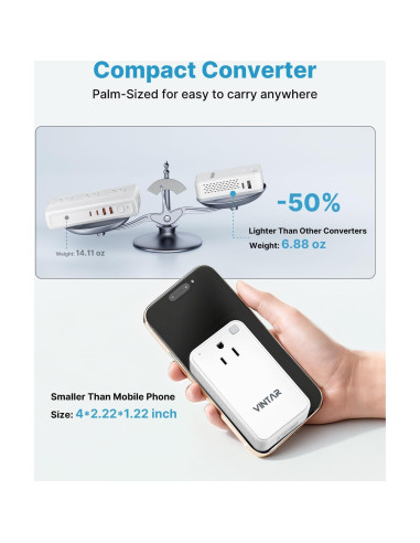 Convertidor de Voltaje VINTAR 220V a 110V 200W para Viajes
