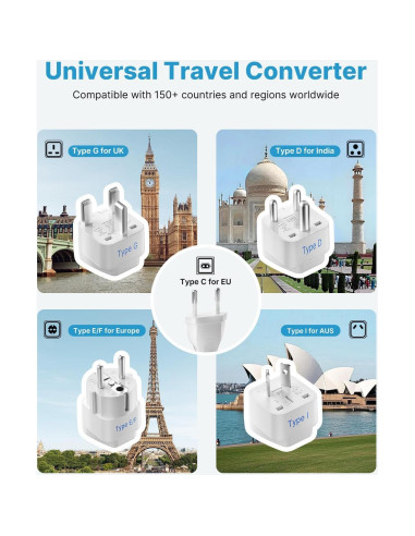 Convertidor de Voltaje VINTAR 220V a 110V 200W para Viajes