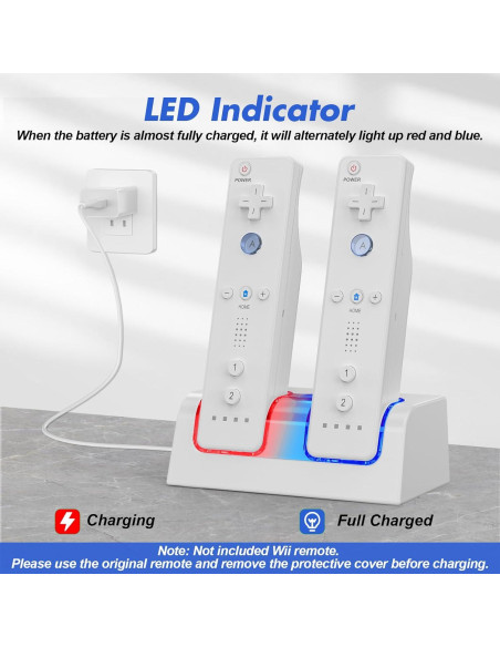 Cargador Doble KEKUCULL para Controlador Wii/Wii U con 2 Baterías 2800mAh