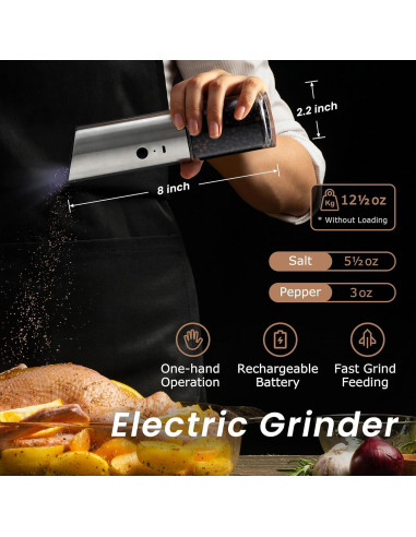 Juego de Molinillos Eléctricos de Sal y Pimienta VEVOK CHEF