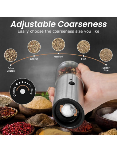 Juego de Molinillos Eléctricos de Sal y Pimienta VEVOK CHEF