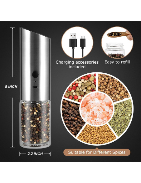 Juego de Molinillos Eléctricos de Sal y Pimienta VEVOK CHEF