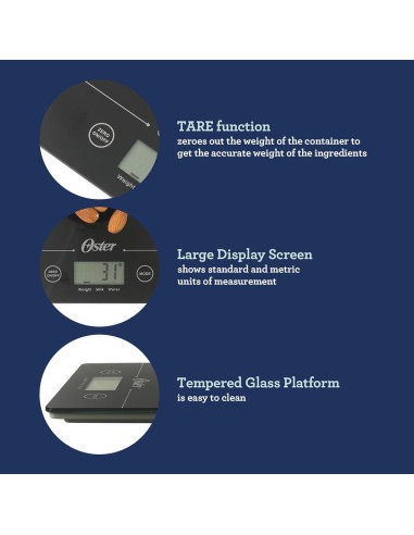 Báscula de Cocina Digital Oster Gridley 5 kg con Pantalla LCD