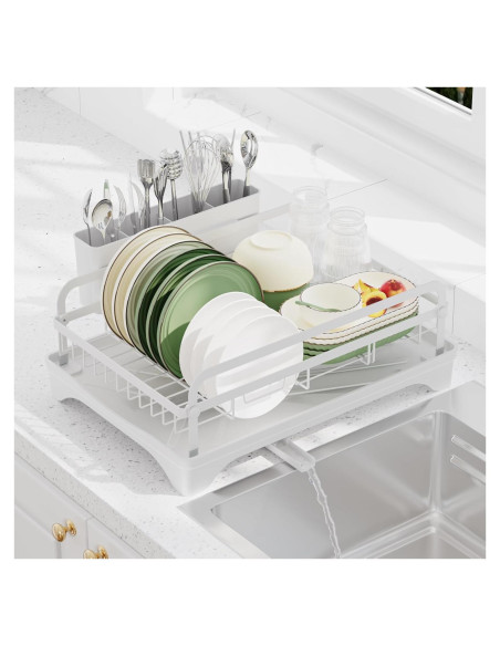 Escurridor de Platos HOMEBOSILY Blanco con Drenaje Automático