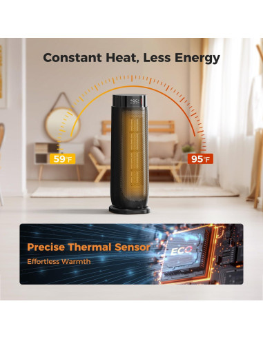 Calentador de espacio BREEZOME 1500W con control remoto y termostato