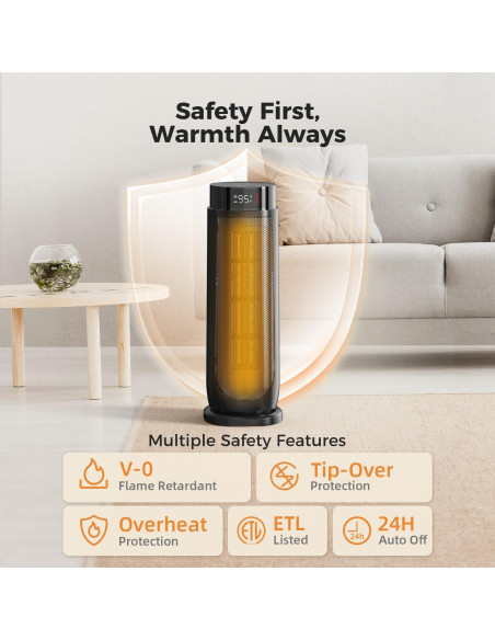 Calentador de espacio BREEZOME 1500W con control remoto y termostato