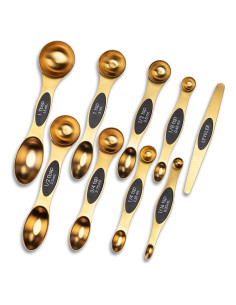 Juego de 9 Cucharas Medidoras Magnéticas de Acero Inoxidable
