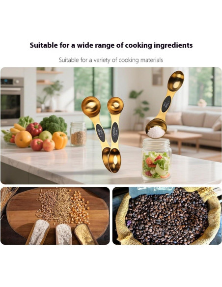 Juego de 9 Cucharas Medidoras Magnéticas de Acero Inoxidable