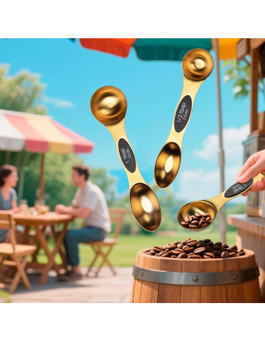 Juego de 9 Cucharas Medidoras Magnéticas de Acero Inoxidable