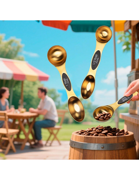 Juego de 9 Cucharas Medidoras Magnéticas de Acero Inoxidable