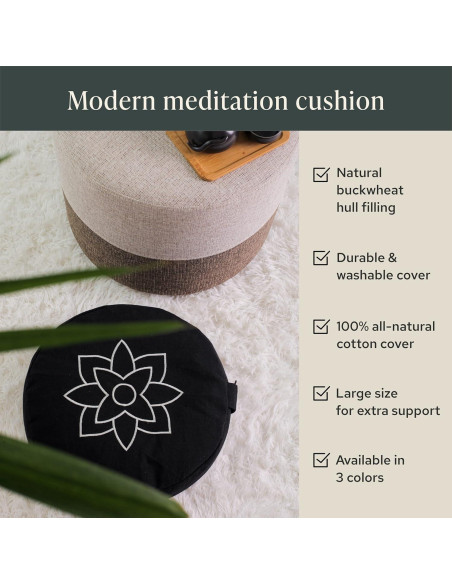 Cojín de Meditación Grande Mindful Modern 38 cm Algodón Orgánico