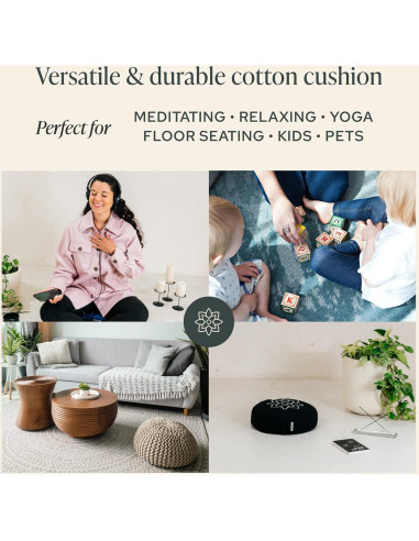 Cojín de Meditación Grande Mindful Modern 38 cm Algodón Orgánico