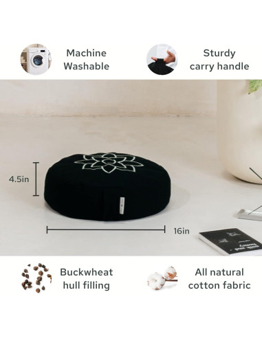 Cojín de Meditación Grande Mindful Modern 38 cm Algodón Orgánico