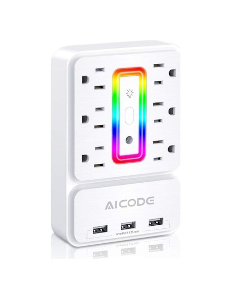 Extensor de Enchufe AICODE 6 Salidas CA y 3 USB 3.2A