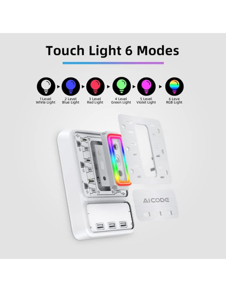 Extensor de Enchufe AICODE 6 Salidas CA y 3 USB 3.2A