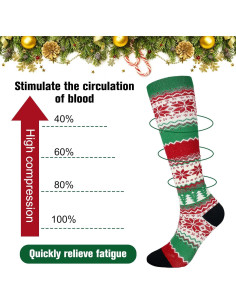 6 Pares de Calcetines de Compresión Navideños Yinder 20-30 mmHg 2