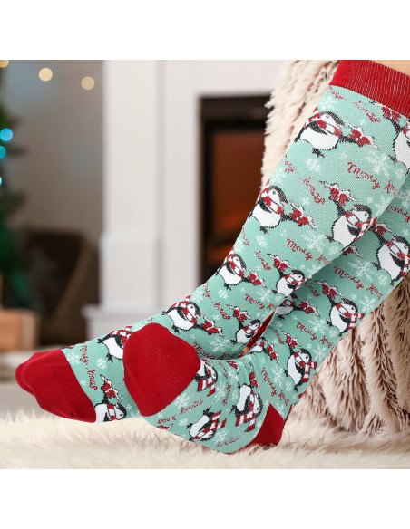 6 Pares de Calcetines de Compresión Navideños Yinder 20-30 mmHg