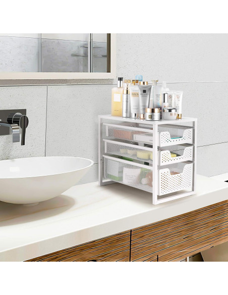 Organizador de Gabinete Bajo Fregadero Simple Trending 3 Niveles Blanco