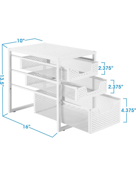 Organizador de Gabinete Bajo Fregadero Simple Trending 3 Niveles Blanco