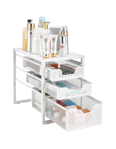 Organizador de Gabinete Bajo Fregadero Simple Trending 3 Niveles Blanco