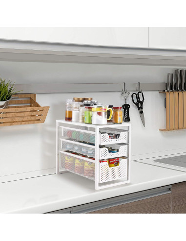 Organizador de Gabinete Bajo Fregadero Simple Trending 3 Niveles Blanco