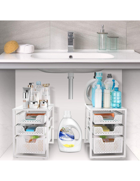Organizador de Gabinete Bajo Fregadero Simple Trending 3 Niveles Blanco