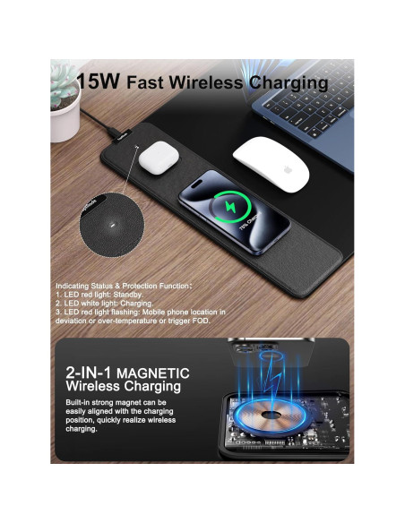 Alfombrilla de Carga Inalámbrica TopMade 80x40cm Negra