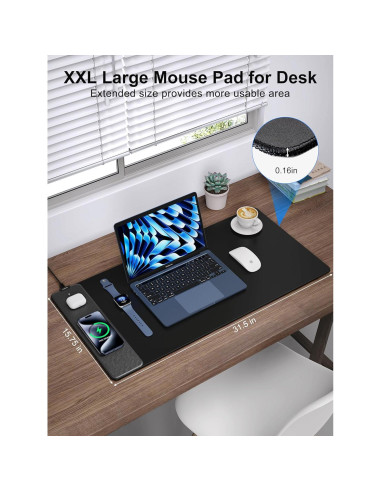 Alfombrilla de Carga Inalámbrica TopMade 80x40cm Negra