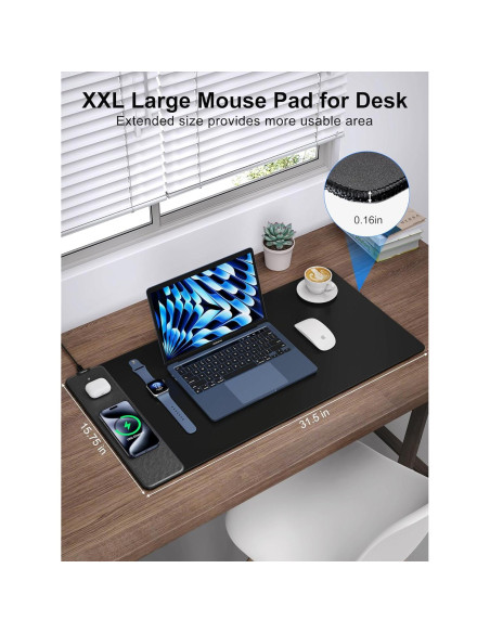 Alfombrilla de Carga Inalámbrica TopMade 80x40cm Negra