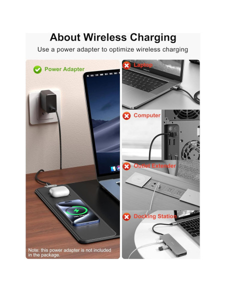 Alfombrilla de Carga Inalámbrica TopMade 80x40cm Negra