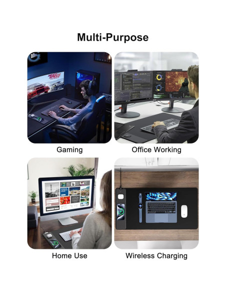 Alfombrilla de Carga Inalámbrica TopMade 80x40cm Negra