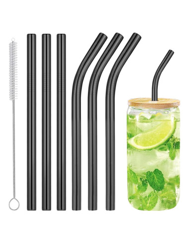 Juego de 6 Popotes Reutilizables Vannise Acero Inoxidable 21.6-26.7 cm