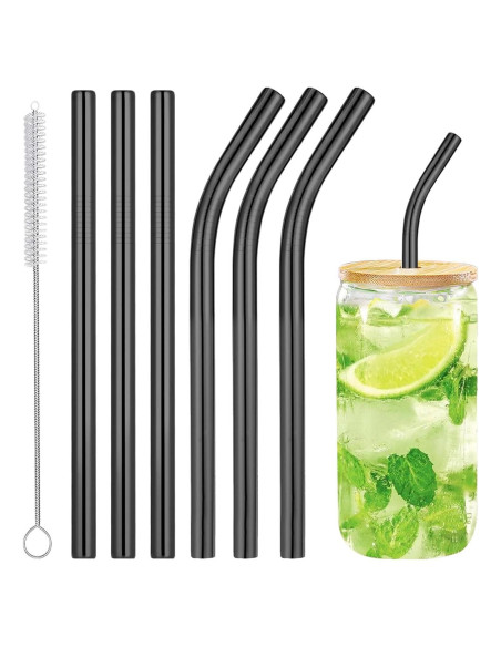 Juego de 6 Popotes Reutilizables Vannise Acero Inoxidable 21.6-26.7 cm