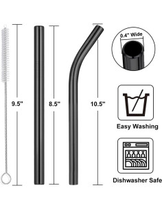 Juego de 6 Popotes Reutilizables Vannise Acero Inoxidable 21.6-26.7 cm 2