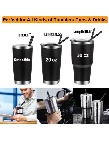 Juego de 6 Popotes Reutilizables Vannise Acero Inoxidable 21.6-26.7 cm