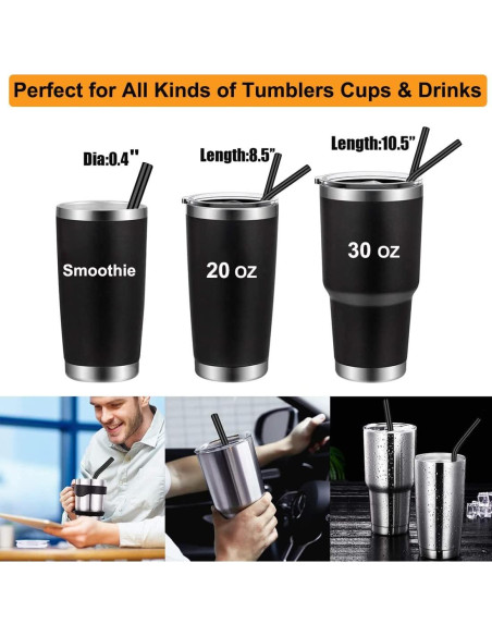 Juego de 6 Popotes Reutilizables Vannise Acero Inoxidable 21.6-26.7 cm