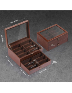 Estuche Organizador de Gafas AUTOARK 16 Compartimentos Café 2