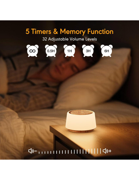 Máquina de Ruido Blanco SMILEBOP B69 con Luz Nocturna 30 Sonidos