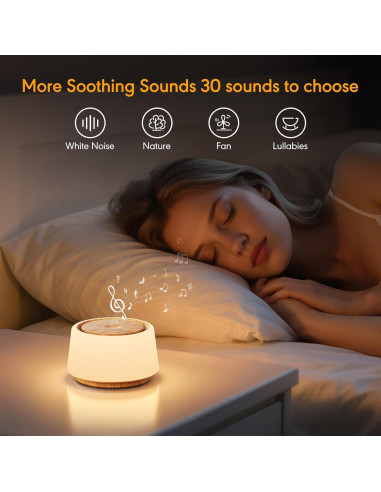 Máquina de Ruido Blanco SMILEBOP B69 con Luz Nocturna 30 Sonidos