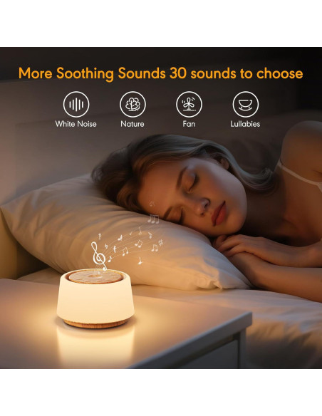 Máquina de Ruido Blanco SMILEBOP B69 con Luz Nocturna 30 Sonidos
