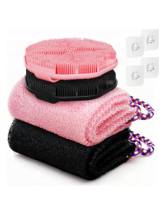 Conjunto de Esponja de Baño y Exfoliante Manmihealth Negro/Rosa