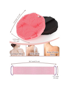 Conjunto de Esponja de Baño y Exfoliante Manmihealth Negro/Rosa 2