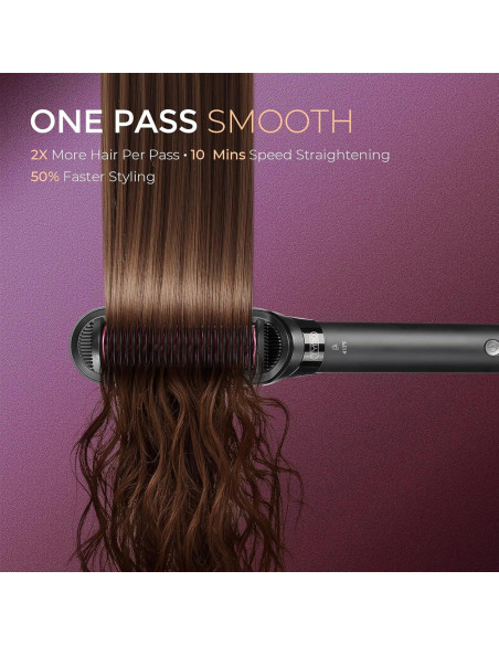 Cepillo Alisador TYMO 2 en 1, 200M Iones, Doble Voltaje, Antifrizz