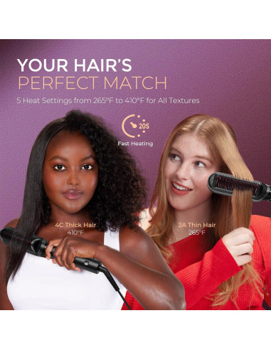 Cepillo Alisador TYMO 2 en 1, 200M Iones, Doble Voltaje, Antifrizz