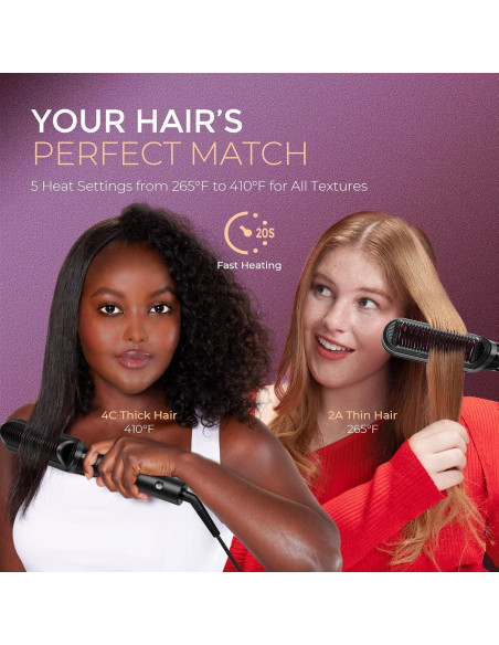 Cepillo Alisador TYMO 2 en 1, 200M Iones, Doble Voltaje, Antifrizz